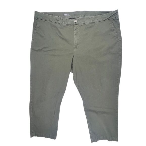 Kut From The Kloth Pants Womens 24W Olive Green Crop Trousers Pockets Slim Chino - Picture 6 of 12